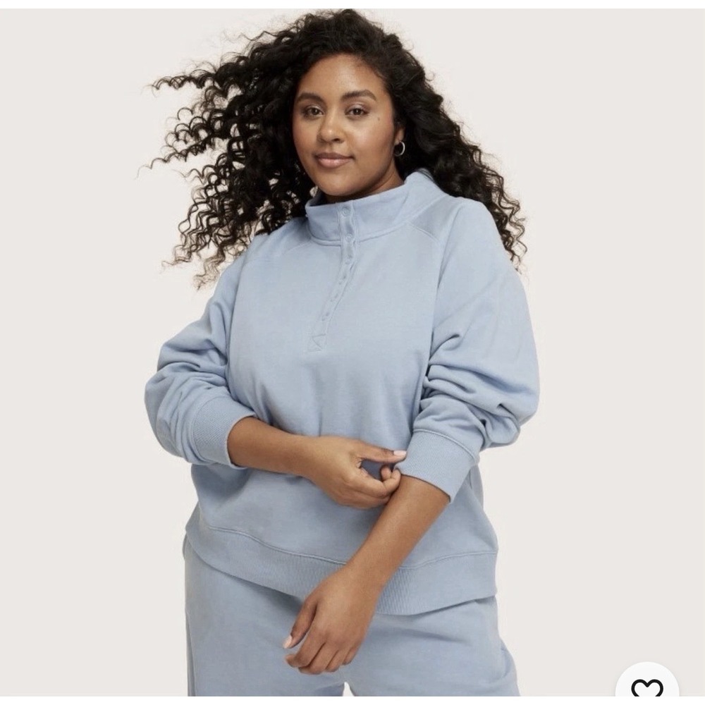 Parke Target Women's Snap Mockneck Popover Sweatshirt Blue In Hand L/XL